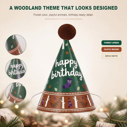 Pre-Assembled Mini Party Hats for Stuffed Animals, Birthday Hats for Kids - color: Pre-assembled Green