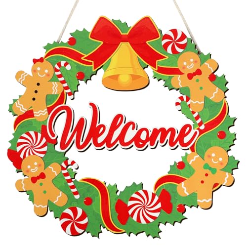 COCHIE Merry Christmas Decorations Xmas Gingerbread Men Welcome Sign - style: XMAS Gingerbread Man