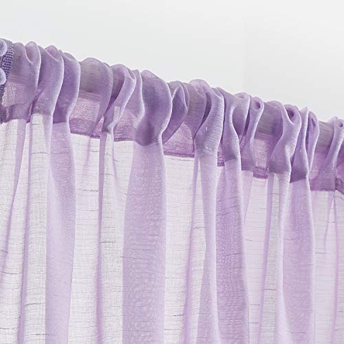 Purple Pom Pom Sheer Curtains for Kid's Room 52x63" Voile Drape Lilac 2pc - color: Lilac, size: 52"W x 63"L (Pack of 2)