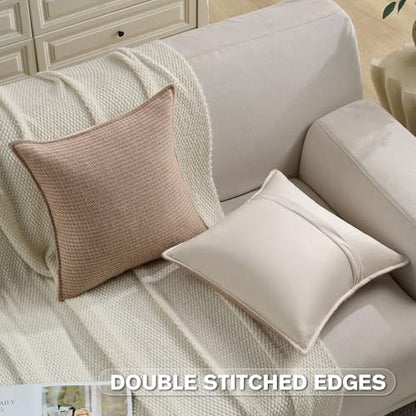 FUTEI Pack of 2 Chenille Throw Pillow Covers 20x20 Inch, Camel - color: Camel, size: 20" x 20" (Pack of 2)