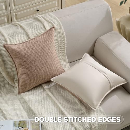 FUTEI Pack of 2 Chenille Throw Pillow Covers 12x20 Inch, Camel - color: Camel, size: 20" x 12" (Pack of 2)