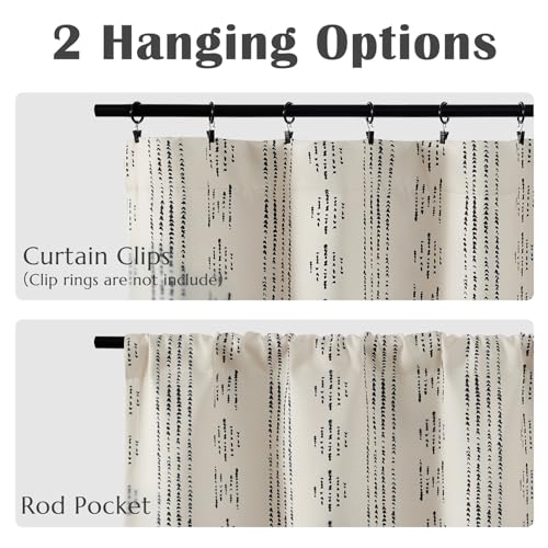 jinchan Striped Window Valance 16 Inch Modern Boho 1 Panel Black on Beige - color: Boho| Black on Beige, size: 52"W x 16"L (Pack of 1)