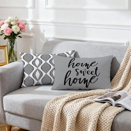 Hexagram Throw Pillow Covers 12x20, Gray Outdoor Pillow Covers Set of 4 - color: Grey, size: 12" x 20" (Pack of 4)
