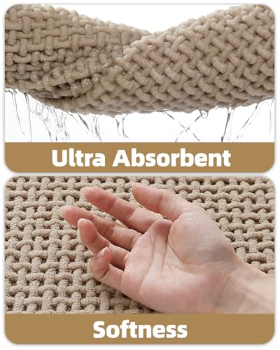 Color&Geometry Beige 72x24 Waffle Bath Mat, Rubber Non Slip Bathroom Rug - color: Beige, size: 24"x72"