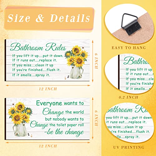 Jetec 2 Pcs Farmhouse Bathroom Decor Sunflower Bathroom Wall Decor - style: Sunflower Style