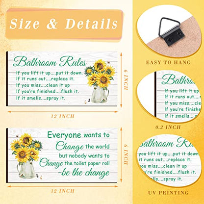 Jetec 2 Pcs Farmhouse Bathroom Decor Sunflower Bathroom Wall Decor - style: Sunflower Style