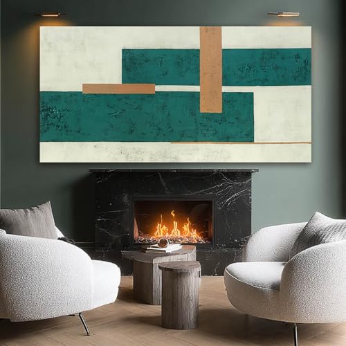 YETHEN WAL Mid Century Geometric Wall Art Modern Canvas Prints Large Green Aesthetic Art Prints for Bedroom Entryway Living Room 29x58 Inch - color: Green and Beige, size: 58"L x 29"W