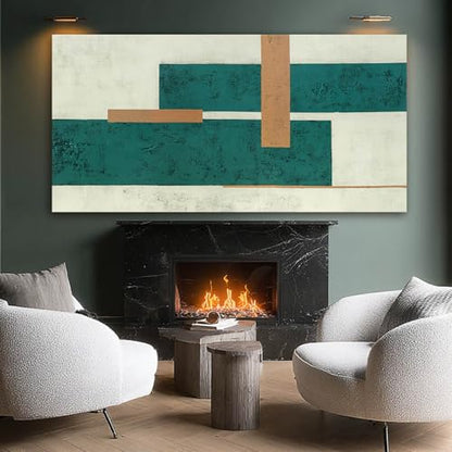 YETHEN WAL Mid Century Geometric Wall Art Modern Canvas Prints Large Green Aesthetic Art Prints for Bedroom Entryway Living Room 29x58 Inch - color: Green and Beige, size: 58"L x 29"W