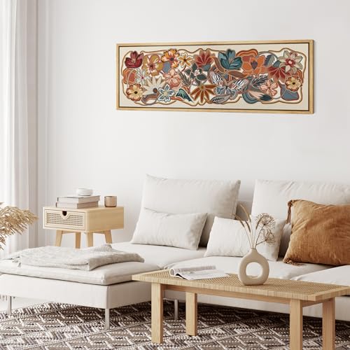 MUDECOR Large Framed Canvas Print Wall Art Autumnal Vibrant Floral Illustrations Antique Retro Fine Art Illustrations Decorative Colorful for Bedroom - 60"x20" - color: A06-2402-na29, size: 60"L x 20"W