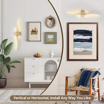 Wireless Wall Sconces Set of Two, Dimmable, 3CCT, Up to 65H Runtime - color: Brushed Brass, size: 23.6 inches (2 Pack)