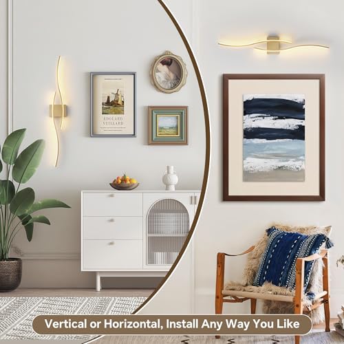 Wireless Wall Sconces Set of Two, Dimmable, 3CCT, Up to 65H Runtime - color: Brushed Brass, size: 39.3 inches (2 Pack)