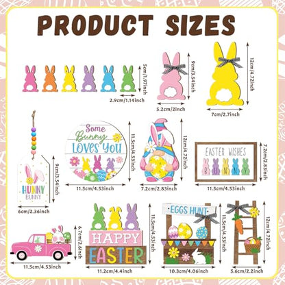 Marsui Easter Tiered Tray Decor Happy Easter Tiered Tray Ornament Rustic Farmhouse Spring Sign Bunny Truck Gnome Egg Wooden Sign for Home Table Decor(Floral Style) - style: Floral Style