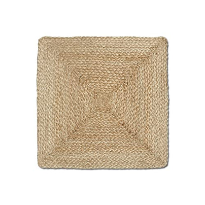 Revive Jute Placemats Set of 4-14 x 14 inch Square Natural Table Mats, Boho Heat Resistant Rustic Farmhouse Kitchen countertop & Wooden Dining Table