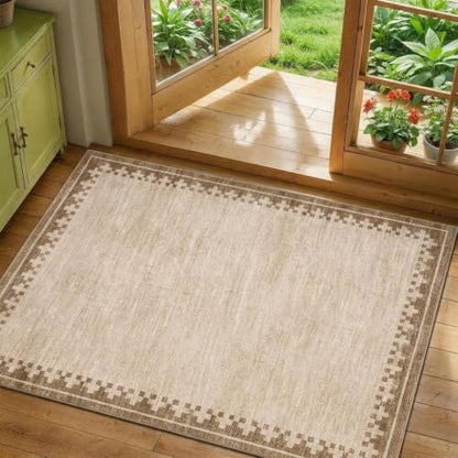 GarveeHome 2x3 Washable Kitchen Rug Low Pile Foldable Neutral Soft Doormat - color: Beige, size: 2'x3' (Rectangular)