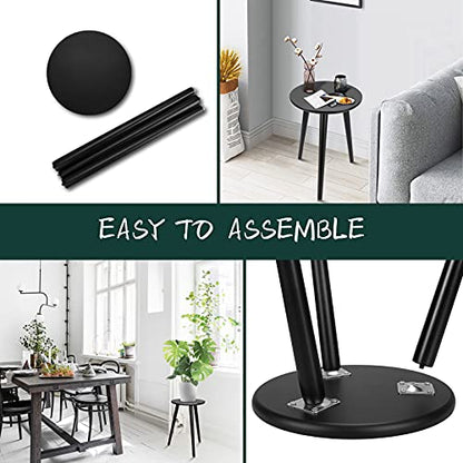 Uneedem Indoor Plant Stand, Modern Plant Table 16.5" Tall Wood Mid Century Flower Holder Small Round Side End Table - color: Black, size: 16.5"