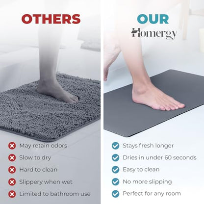 Homergy Bath Mat for Bathroom Non Slip, Quick Dry, 24x48 in, Dark Grey - color: Dark Gray, size: 24" x 48"