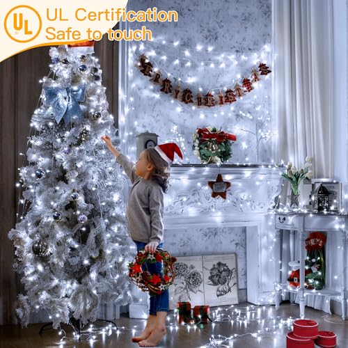 Ollny Christmas Lights Outdoor Cool White, 1000LED 328FT with Remote - color: Cool White, size: 1000 LEDs