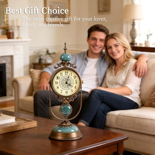 Large Mantel Clock for Fireplace, Vintage Table Clock, 19.3 inch