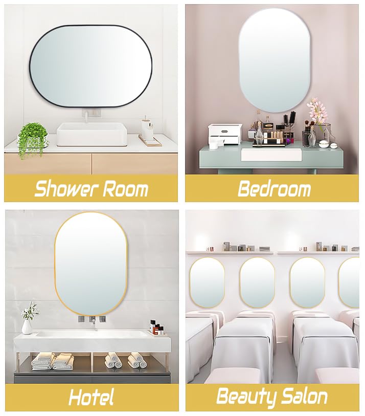 SCWF-GZ 30x20 Runway Mirror Round Wall Mounted/Against Wall Silver - color: Silver, size: 30"L x 20"W