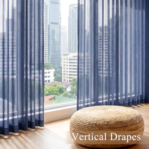 PONY DANCE 4 Panels Sheer Curtains 90 Inches Long, Navy Blue, W 42" x L 90" - color: Navy Blue, size: 42"W x 90"L (Pack of 4)