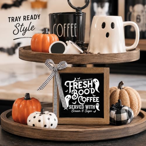 Halloween Coffee Bar Decor Freshly Booed Coffee Sign Table Home - color: black-2