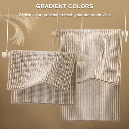 BSICPRO Bathroom Rugs Sets 2 Piece, Non Slip Boho Bath Mats, Beige - color: Beige, size: 20" x 32" Plus 16" x 24"