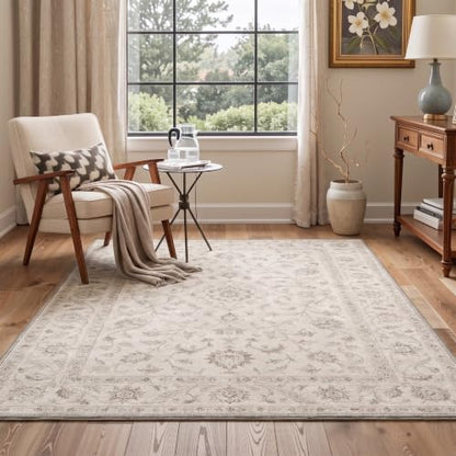 GENIMO 2X5 Washable Runner Rug for Kitchen, Boho Medallion Non Slip - color: Cream Taupe, size: 2' x 5' (Rectangular)