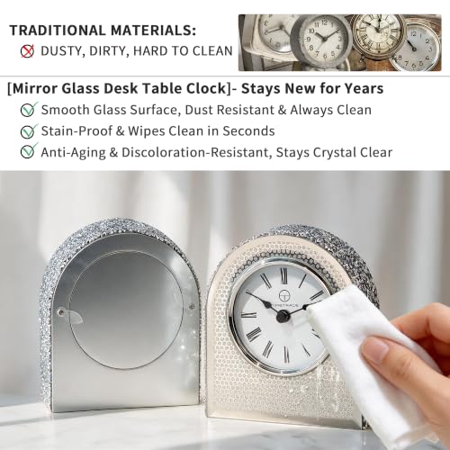 Arched Mirrored Glass Table Clock - color: Sparkle