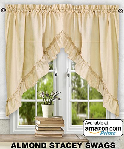 Ellis Curtain Stacey 54-by-13 Inch Ruffled Filler Valance (Almond) - color: Almond