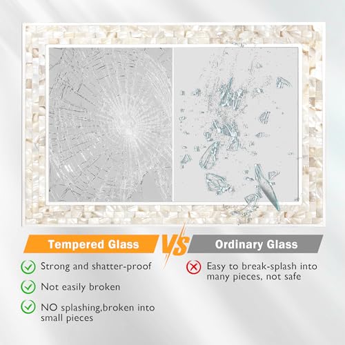 30x40 Inch Large Bathroom Mirror with White Wood Frame - size: 40"L x 30"W