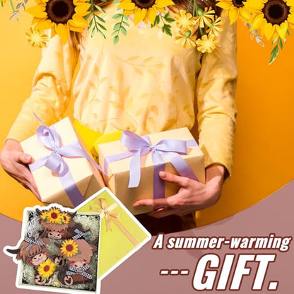 GlikCeil 3 Pcs Sunflower Highland Cow Table Decorations Wooden Centerpiece - style: Sunflower