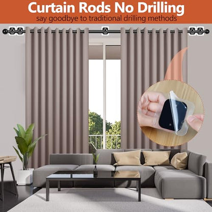 Adhesive Curtain Rod No Drilling for Renter 48 to 84 Inch Adjustable, Black - color: 1PCS Black, size: 48 to 84"