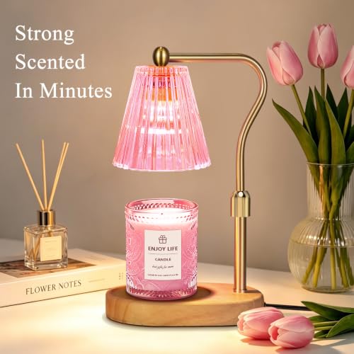 seenlast Pick Candle Warmer Lamp with Timer Dimmer Adjustable Height,Mothers Day Gifts,Electric Wax Warmer Vintage Home Decor for Scented Jar Candles,Birthday Gifts for Women - color: Pink