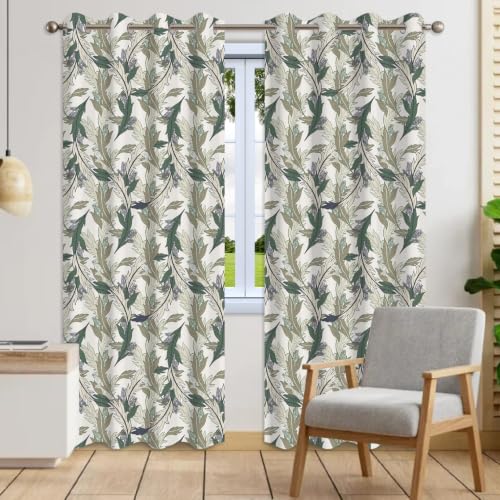 Modern Botanical Leaf Blackout Curtains 2 Panel Set, 52x84 Inch - color: Botanical-d