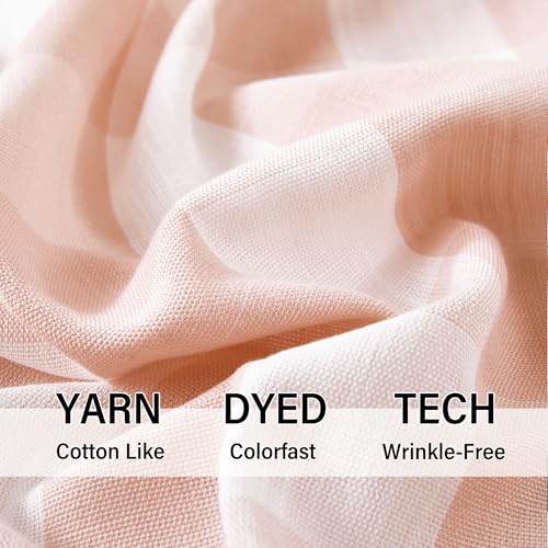 Blush Buffalo Check Kitchen Tier Curtains 36" Country Plaid Semi Sheer Pink - color: Blush Pink and White, size: 24"W x 36"L (Pack of 2)