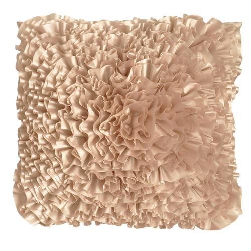 Beige Taupe Accent Ruffle Decorative Throw Pillow Covers for Bed Sofa Couch - color: Beige