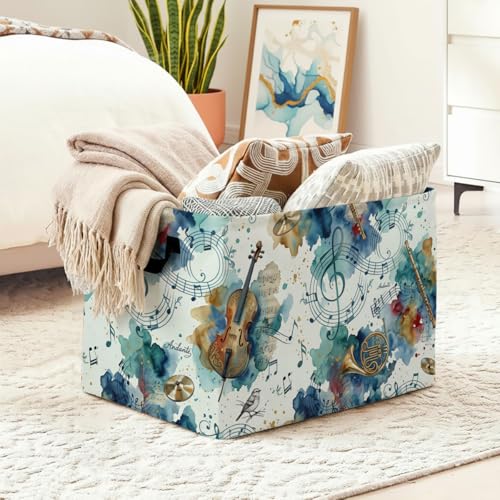 Musical Instrument Laundry Hamper, 56L Large Foldable Laundry Basket with Handles, for Family Clothes, Toy Storage Bin, Blankets,Decorative Organizer for Shelves & Closet Home Decor Bedroom & Nursery - color: Musical Instrument