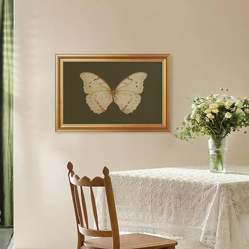 EJPFOGV Butterfly Framed Canvas Wall Art Dark Green Background 16x24 inches - color: Butterfly, size: 24"L x 16"W