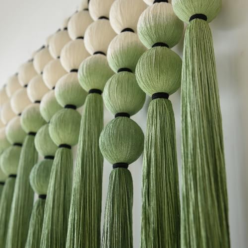 Macrame Wall Hanging Green Dip Dyed Sphericity Cotton Wall Art 39"W*39"L - color: Green