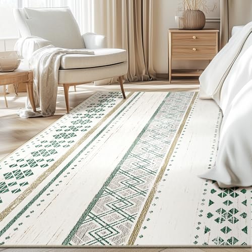 8x10 Washable Area Rugs for Living Room Boho Bedroom Rug Green/Brown - color: Green/Brown, size: 8' x 10' (Rectangular)