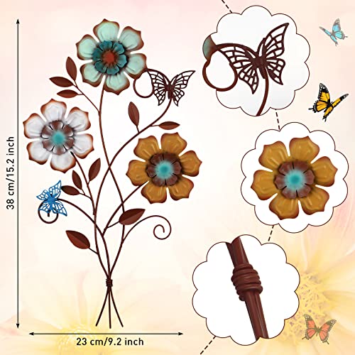 Moxweyeni Tricolor Flower Wall Decor 15 x 9.1 Inch, 1 Piece
