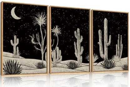 DRACIT Southwestern Desert Cactus Framed Canvas Wall Art Set-16"x24"x3 - color: Desert Cactus Wall Art, size: 16"L x 24"W