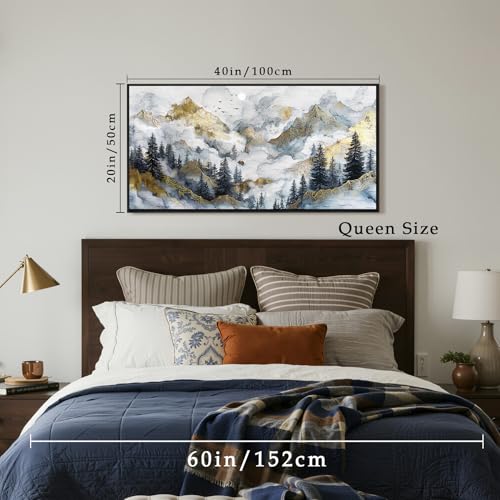 crmotu Mountain Large Wall Art, Pine Tree Landscape Canvas Prints 20"x40" - color: Gold Mountain, size: 40"L x 20"W