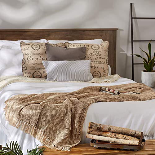 DII Diamond Throw Collection Cotton Woven, 50x60, Stone - color: Stone, size: 50x60"