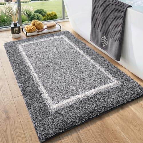 DEXI Bathroom Rugs 32x20, Soft Absorbent Bath Mat, Light Grey - color: Light Grey, size: 32" X 20" (Rectangular)