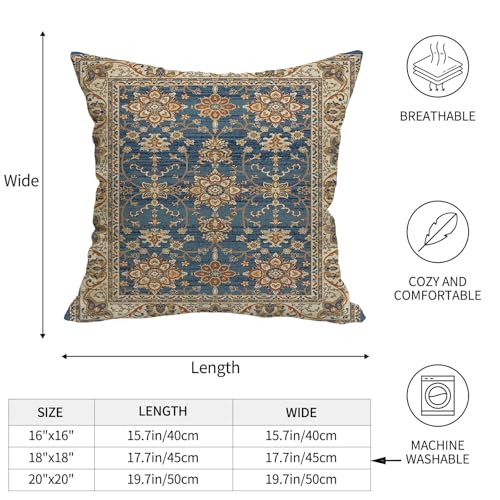 Boho Throw Pillow Covers 18x18 Set of 2 Blue Orange Ethnic Pillows - color: Blue Orange 2, size: 18" x 18" (Pack of 2)