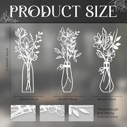 Zzbakress 3 Pieces Metal Flowers Wall Art for Bathroom White - color: White