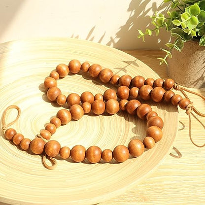 2 Pieces Curtain Tieback Wood Bead Curtain Tiebacks Curtain Holdbacks for Wall Curtain Ties Window Treatment Curtain Tie Backs with Hooks Curtain Pull Backs (Coffee,2) C-1 - color: Coffee
