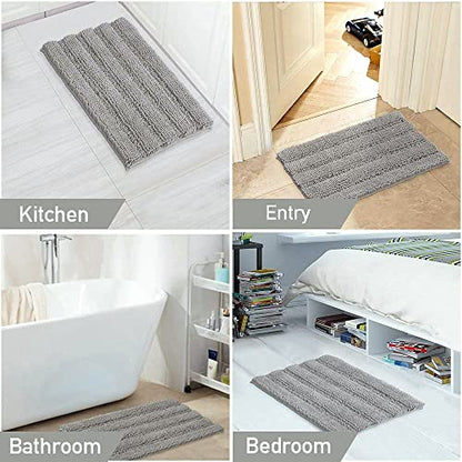 Turquoize Small Bathroom Rug 17x24, Soft Absorbent Chenille Bath Rug, Dove - color: Dove, size: 17" x 24"