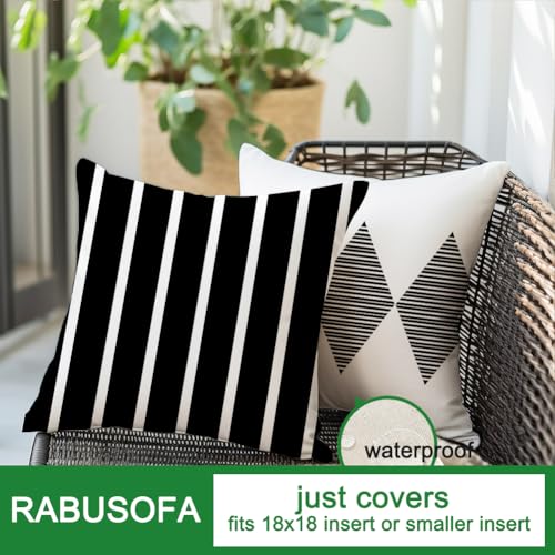 Outdoor Pillows Covers 18x18 Waterproof,Black and Beige Set of 4(No Insert) - color: Black and Beige, size: 18" x 18" (Pack of 4)